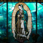 Queen of the Americas stained glass window, Our Lady of Guadalupe Shrine, Queen of Peace Catholic Church, Aurora, CO
